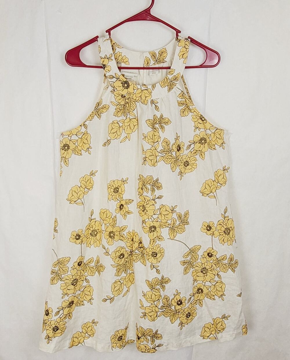 Cynthia Rowley 100% linen floral dress size Large Feminine Coastal Sustainable